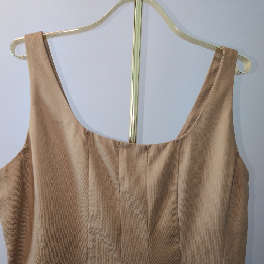 NWT Banana Republic Twill Dress Women 14 Khaki Fit Flare‎ Tailored Knee Length - Picture 7 of 14